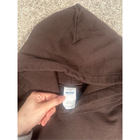 Vintage The Pound Graphic Hoodie Pullover Sweatshirt Brown/Orange 2XL Y2K Retro - Picture 4 of 11